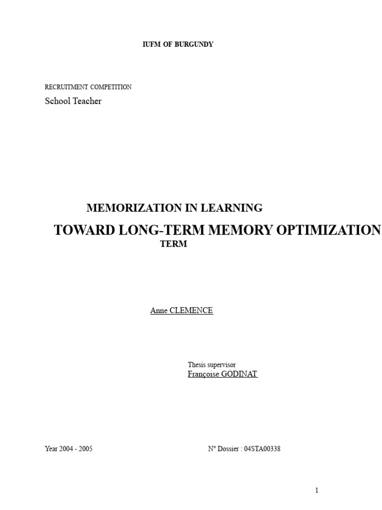 Memory Optimization in Learning | PDF | Memory | Learning
