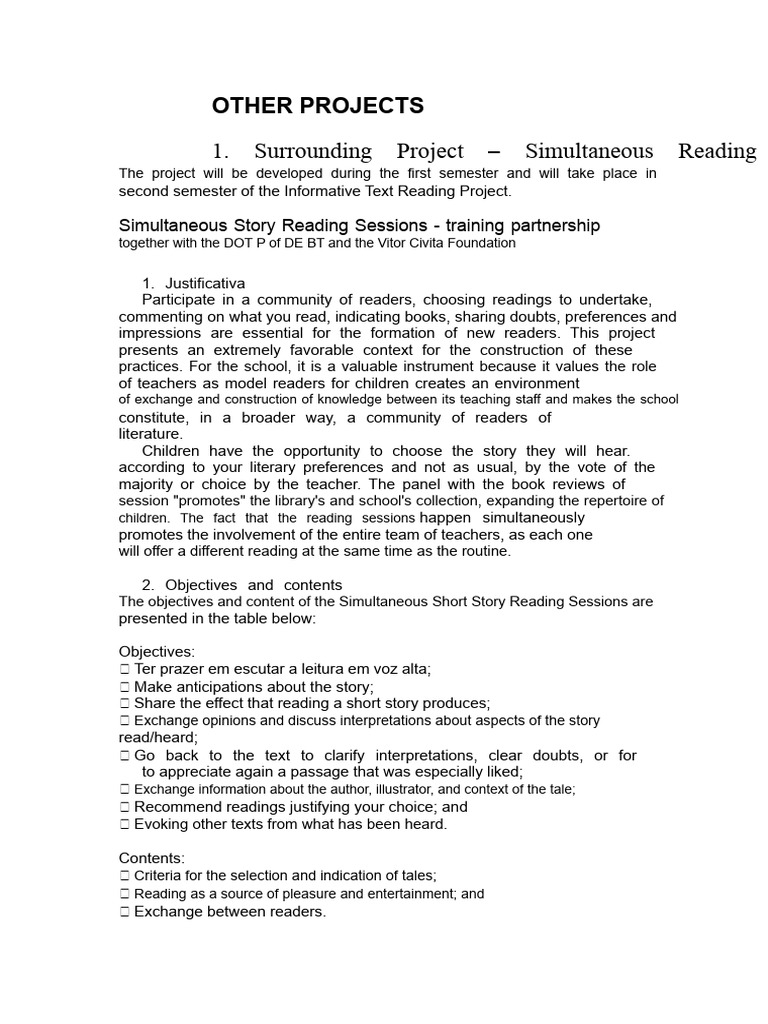 Simultaneous Story Reading Project Guide | PDF | Information | Knowledge