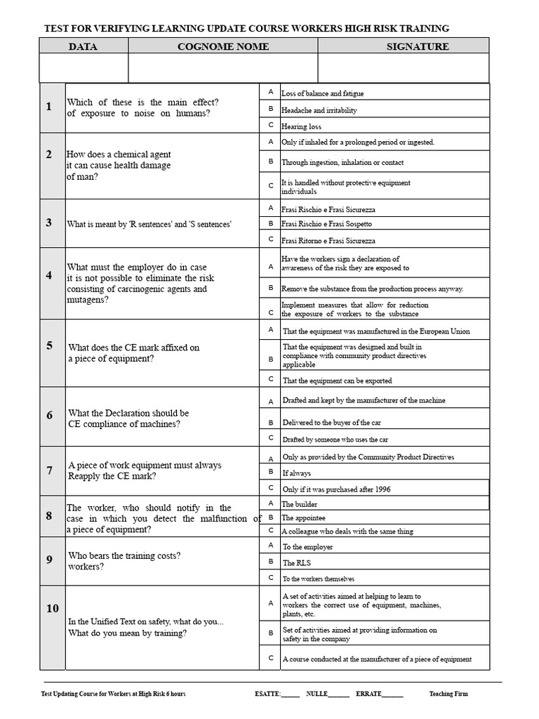 TEST High Risk Update | PDF | Noise | Workplace