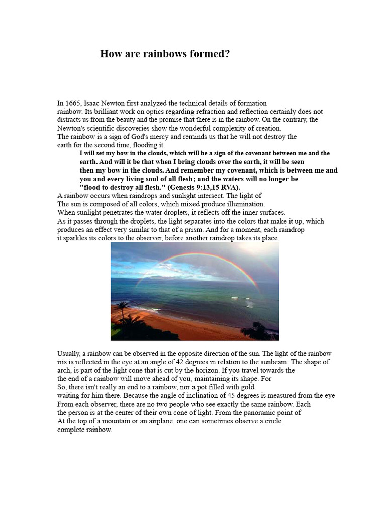 How Rainbows Form: Science & Mythology | PDF | Rainbow | Color