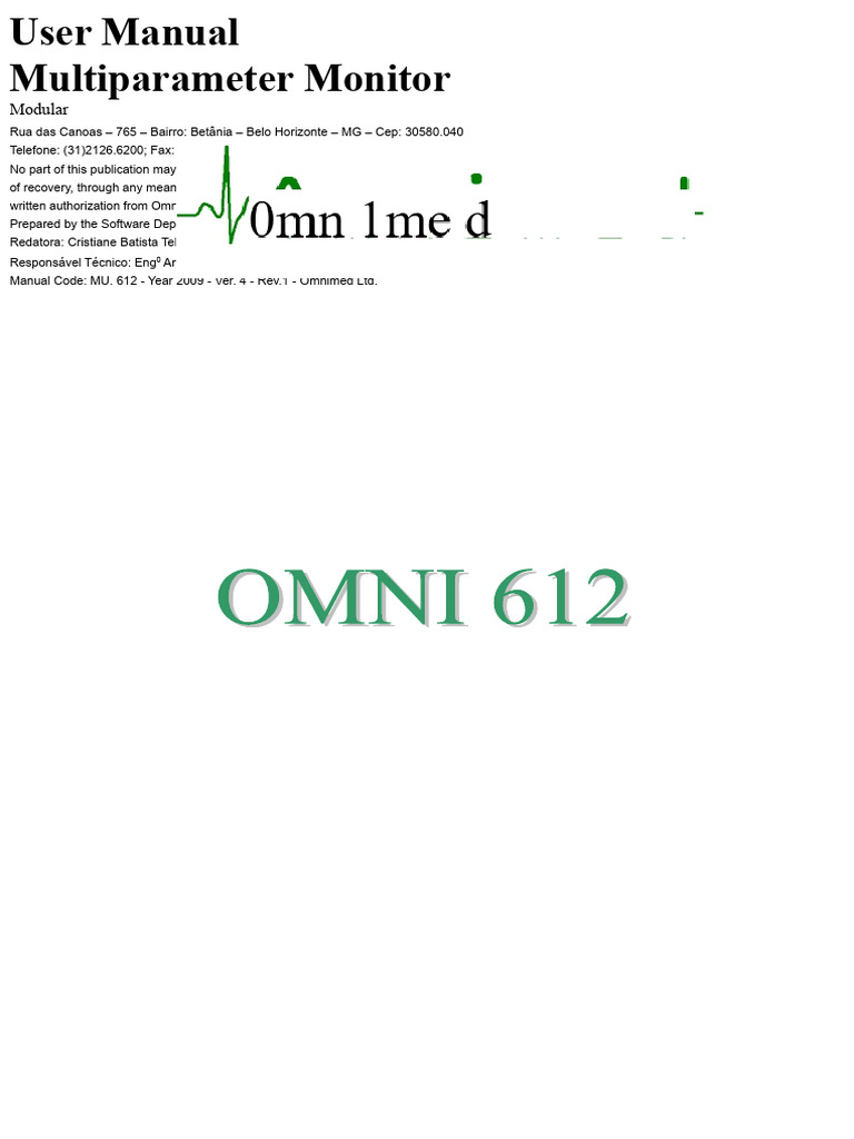 OMNI 612 Multiparameter Monitor Manual | PDF | Computer Keyboard ...