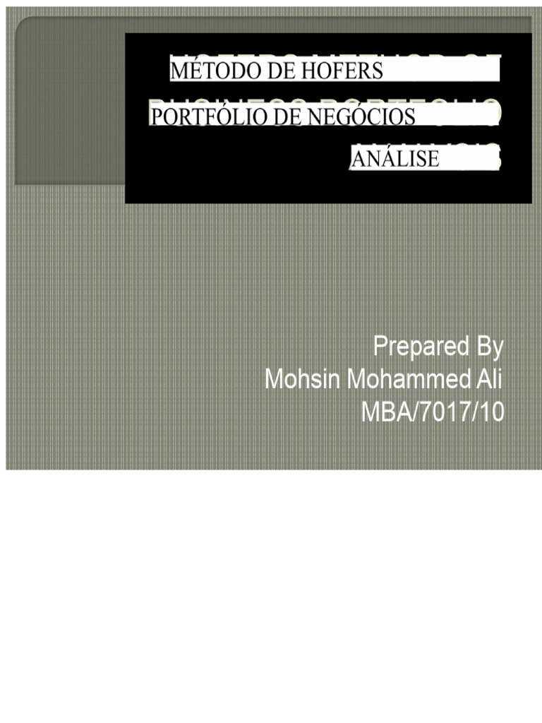 Matriz Celular de Hofer | PDF | Mercado (economia) | Investimentos