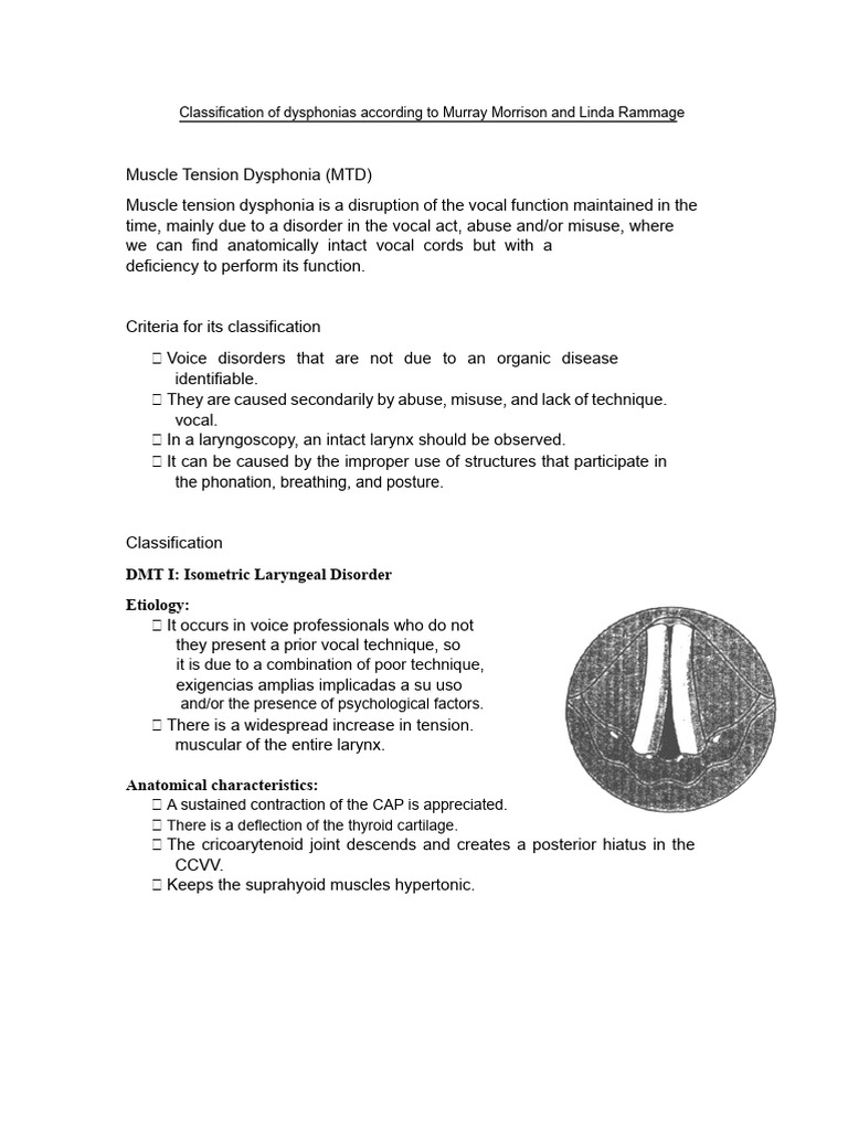 Dysphonia Classification by MTD Types | PDF | Larynx | Human Voice