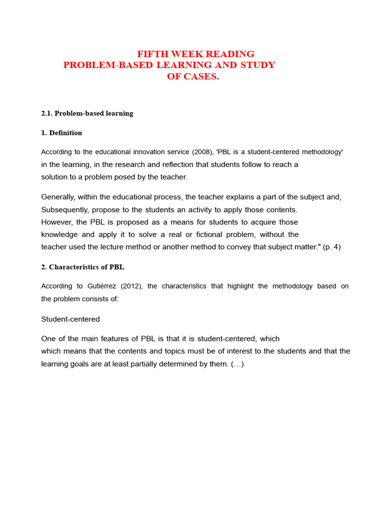 Problem-Based Learning Overview | PDF | Case Study | Ethnography