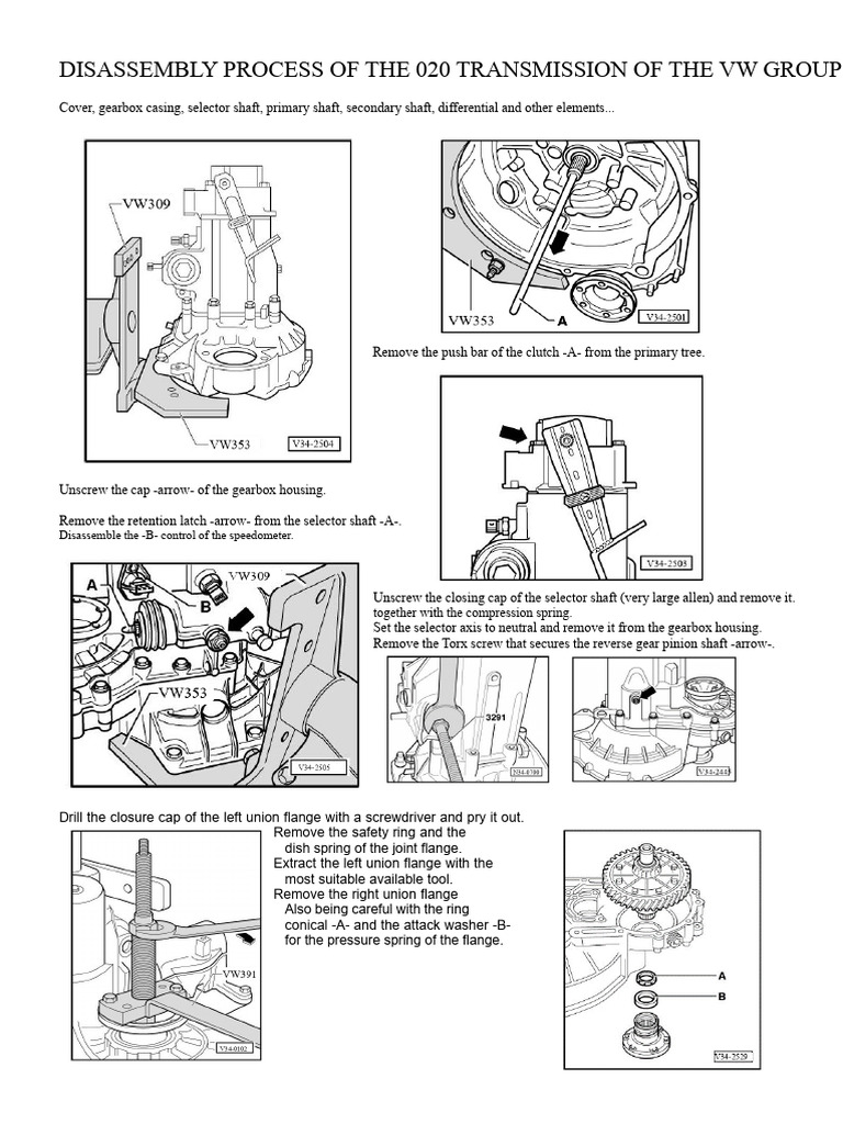 VW 020 Transmission Disassembly Guide | PDF | Manual Transmission | Gear