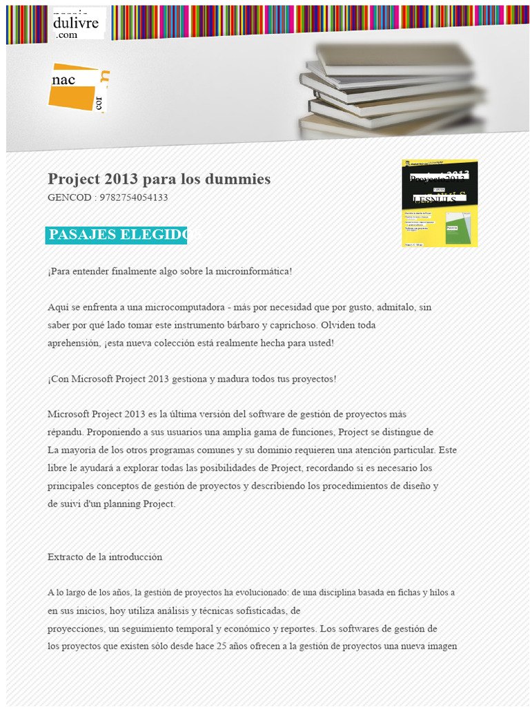 Guía de Microsoft Project 2013 para Dummies | PDF | Software | Gestión ...