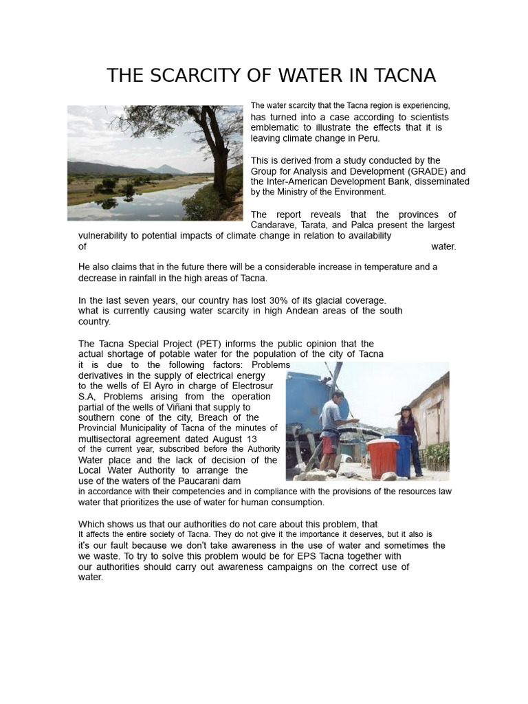 The Water Scarcity in Tacna | PDF | Water | Water Scarcity