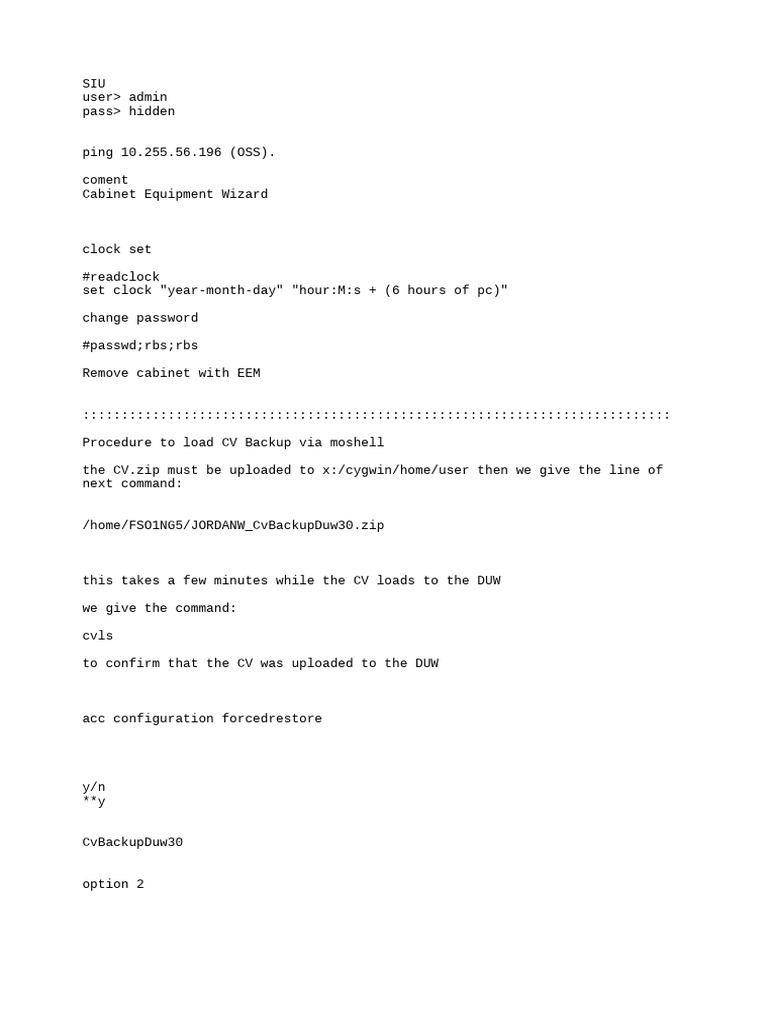 CV Backup Load Procedure DUW 30 to DUW 41 | PDF