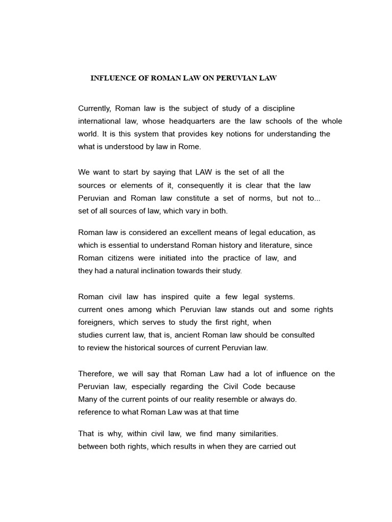 Roman Law's Impact on Peruvian Law | PDF | Roman Law | Ancient Rome