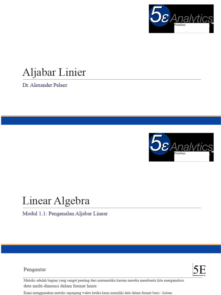Pengenalan Aljabar Linear dan Matriks | PDF