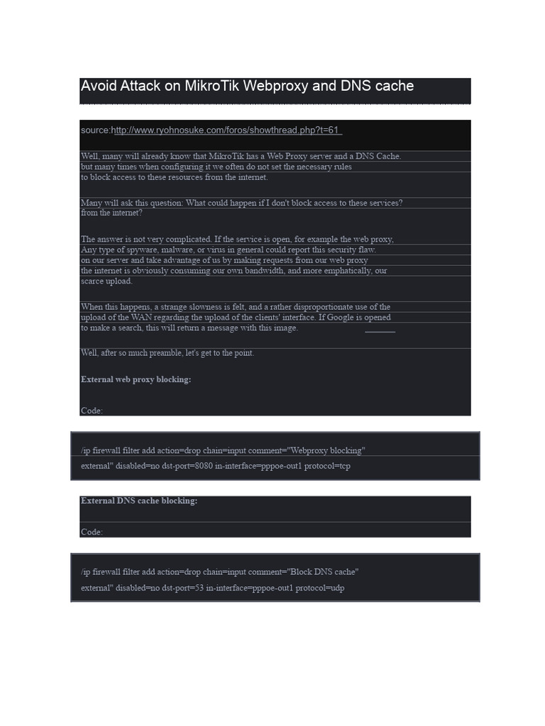 Secure MikroTik Webproxy and DNS Setup | PDF | Proxy Server ...