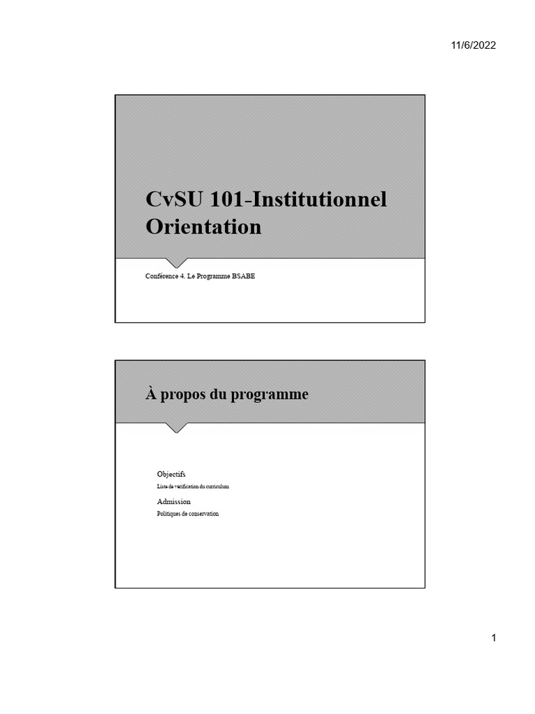 Programme BSABE : Objectifs et Curriculum | PDF | Science