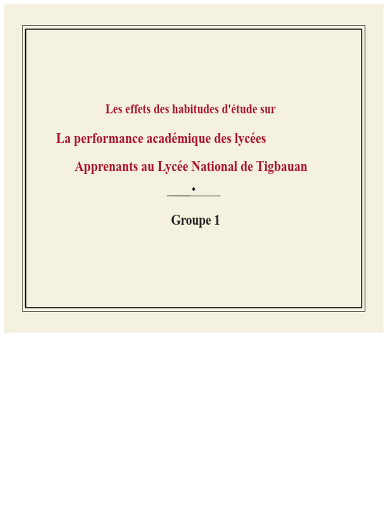 Habitudes d'étude et performance au lycée | PDF | Analyse de la ...