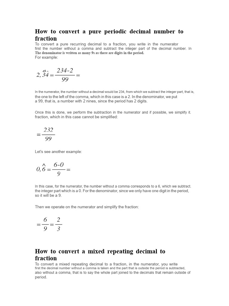 Convert Recurring Decimals to Fractions | PDF | Decimal | Numbers