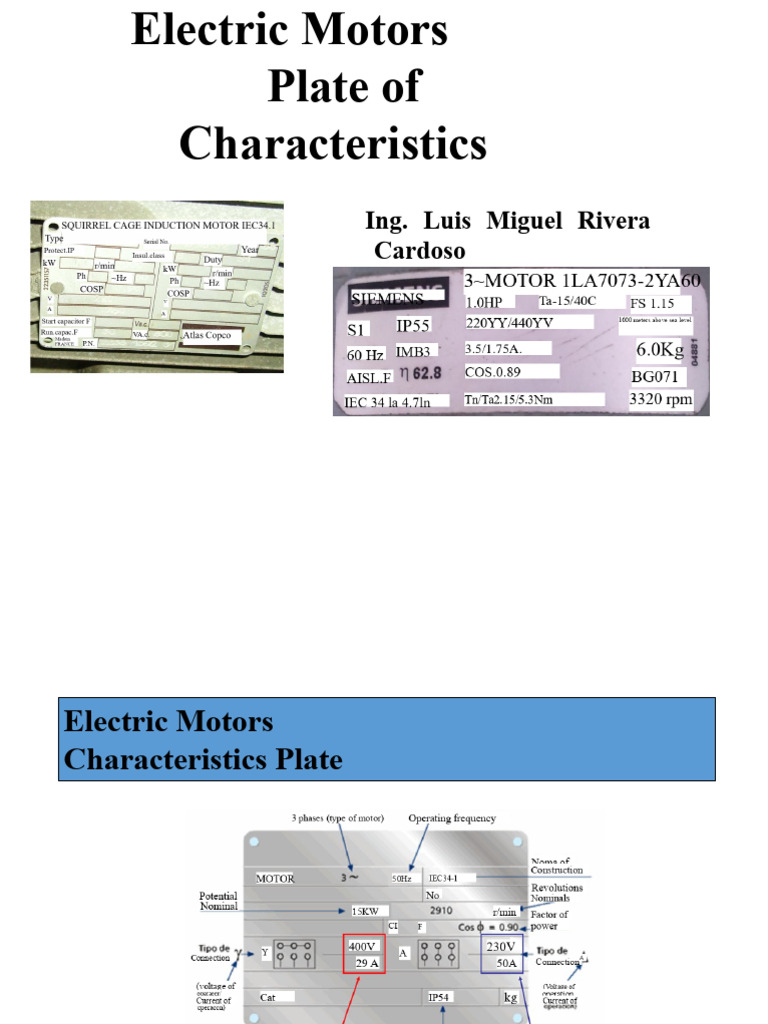 Motor Characteristics Plate | PDF | Electric Motor | Power (Physics)