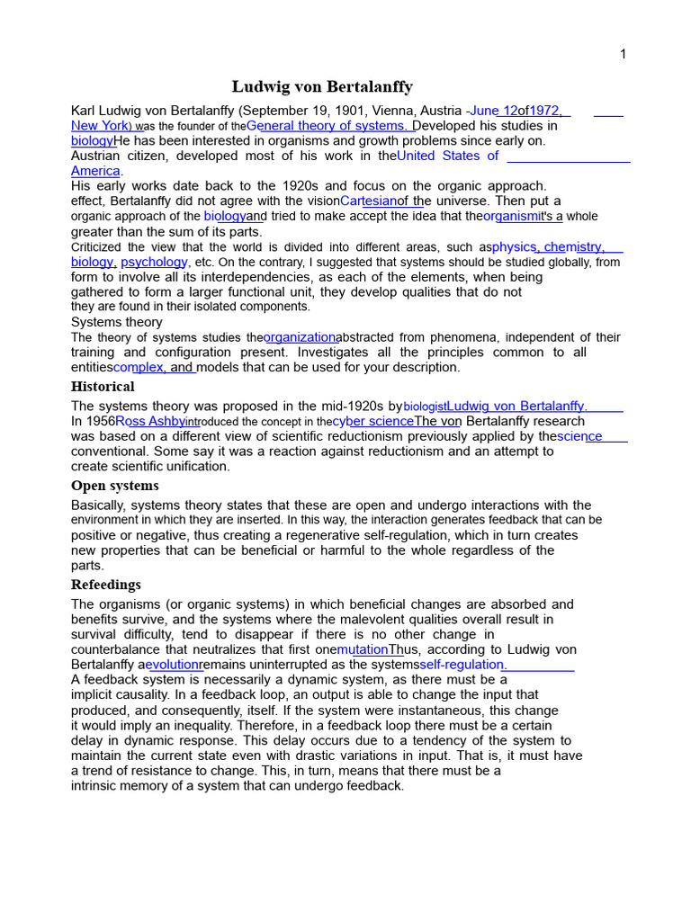 Ludwig Von Bertalanffy General Theory of Systems | PDF | Systems Theory ...