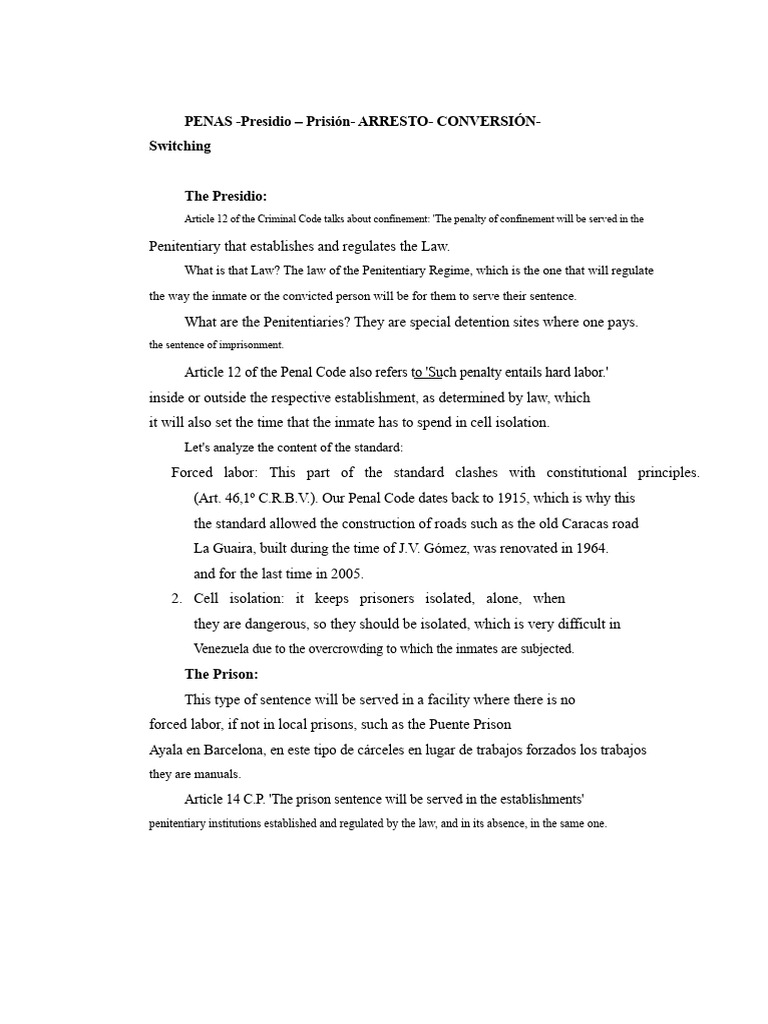 Venezuelan Penal System Overview | PDF | Prison | Fine (Penalty)