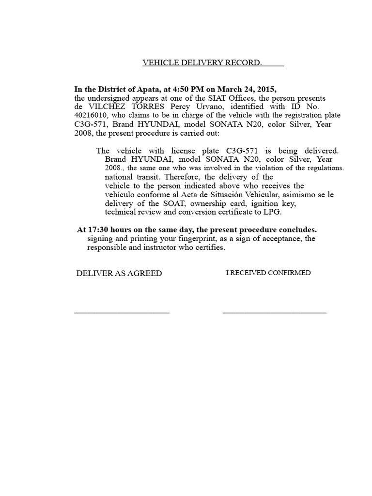 Vehicle Delivery Records Summary | PDF | Traffic Collision | Road Transport