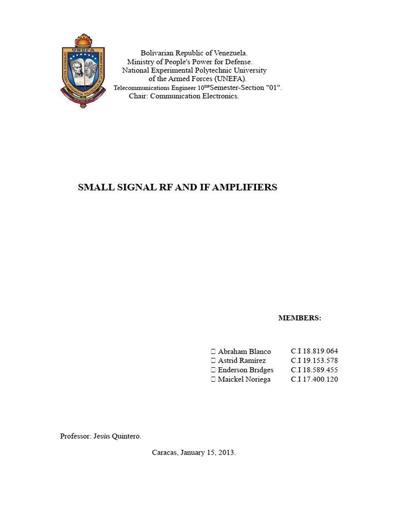 RF and IF Amplifiers Overview | PDF | Amplifier | Antenna (Radio)