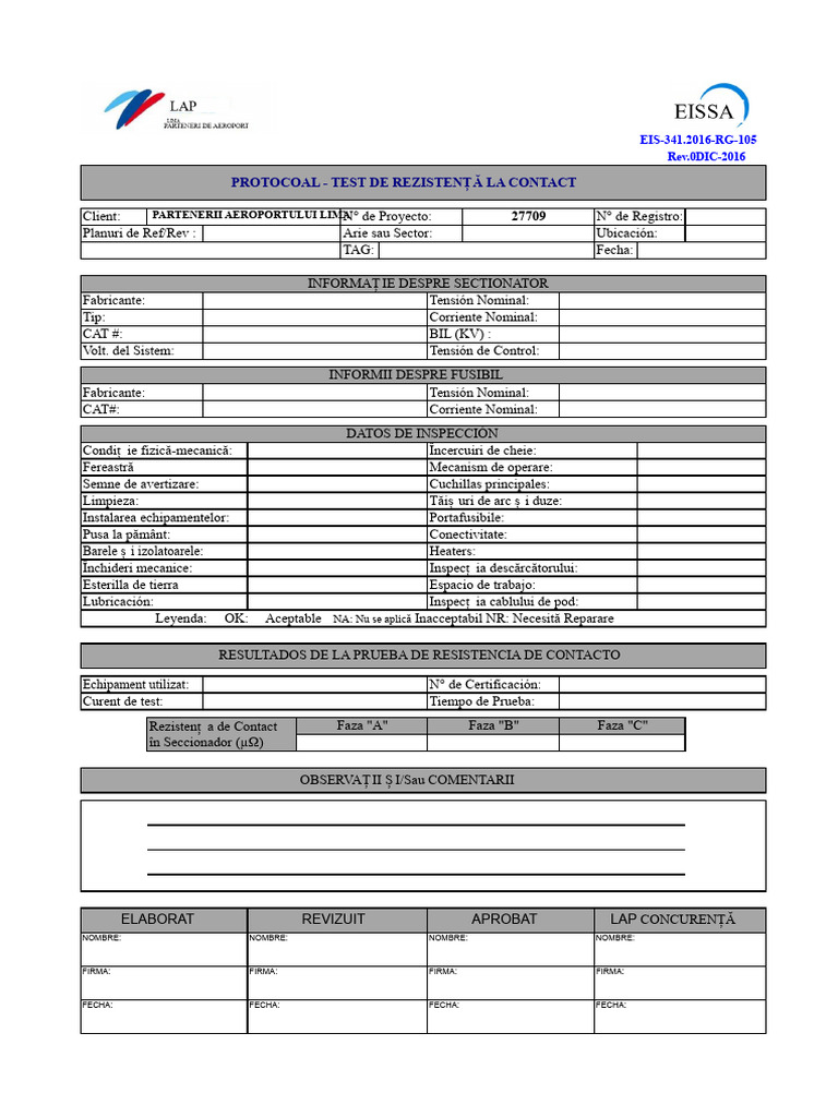 Protocolo de Prueba de Resistencia de Contacto | PDF
