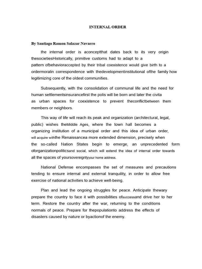 Understanding Internal Order and Defense | PDF | Rule Of Law | Peace