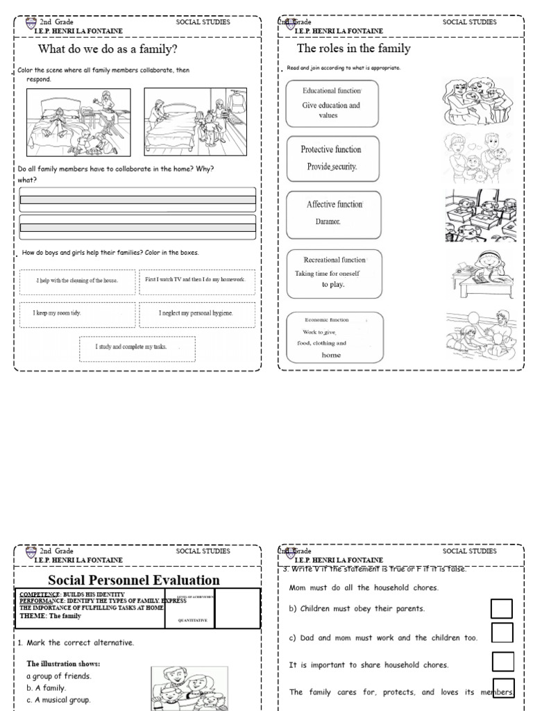 2nd Grade Social Studies IEP: Family Roles | PDF