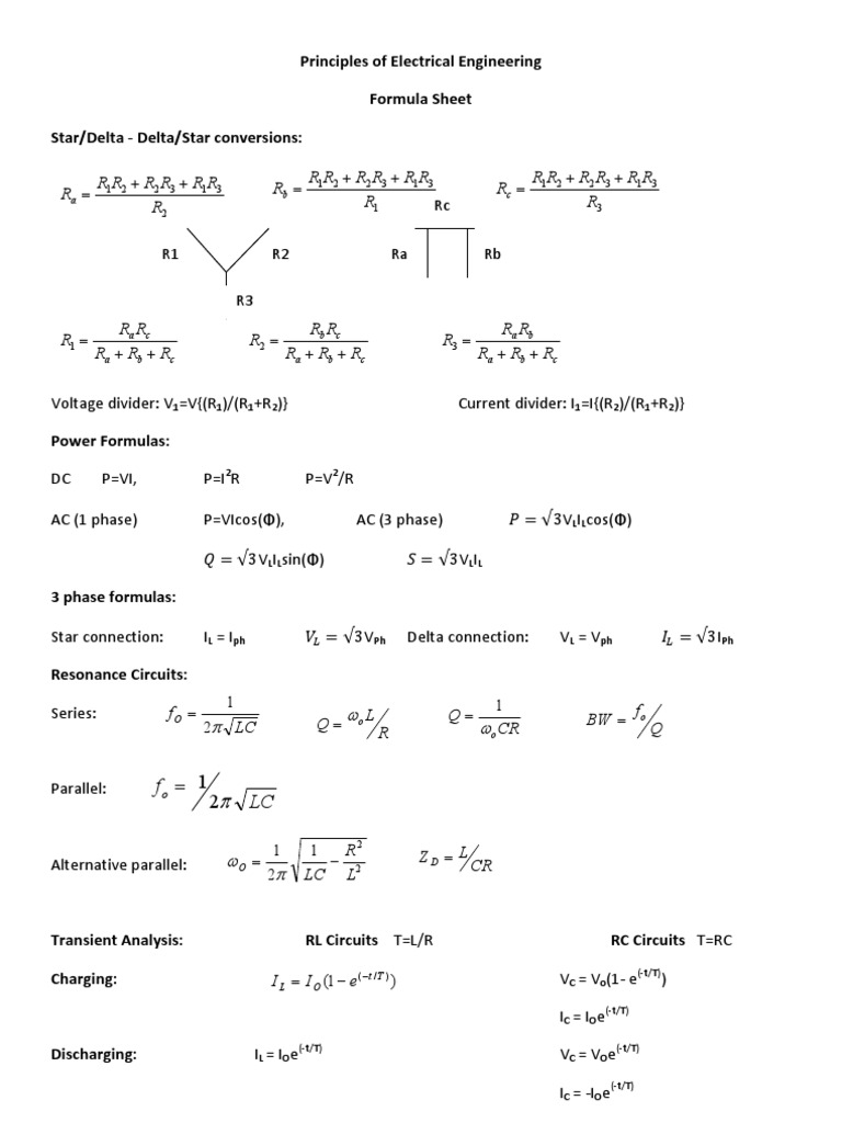 exam c pdf formula sheet Engineering Electrical Exam Formula Sheet