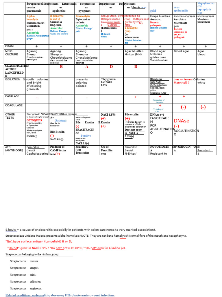 TABLE_Microbiology | PDF | Streptococcus | Gram Positive Bacteria