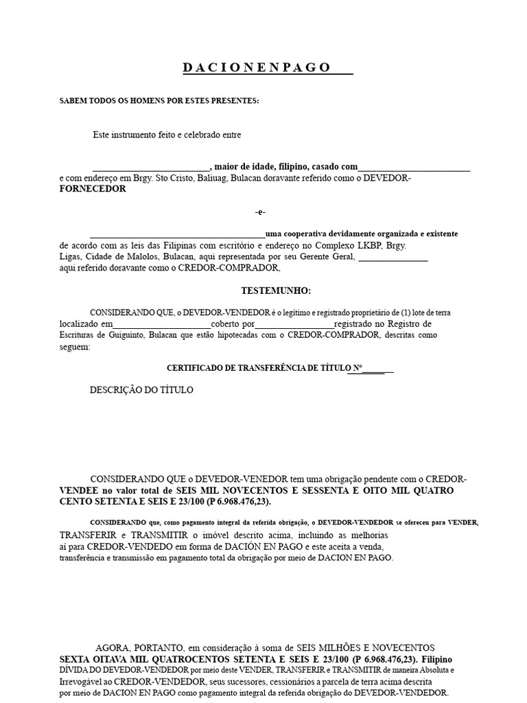 Dação em Pagamento | PDF