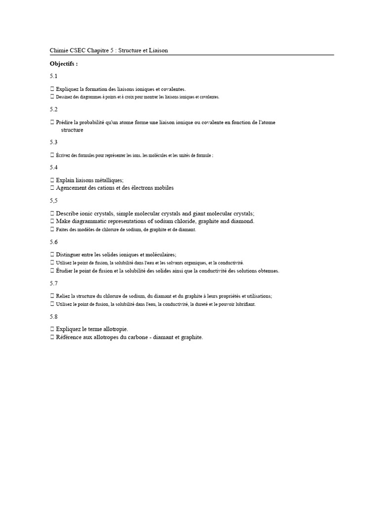 Structure et Liaisons en Chimie CSEC | PDF | Liaison chimique | Liaison ...