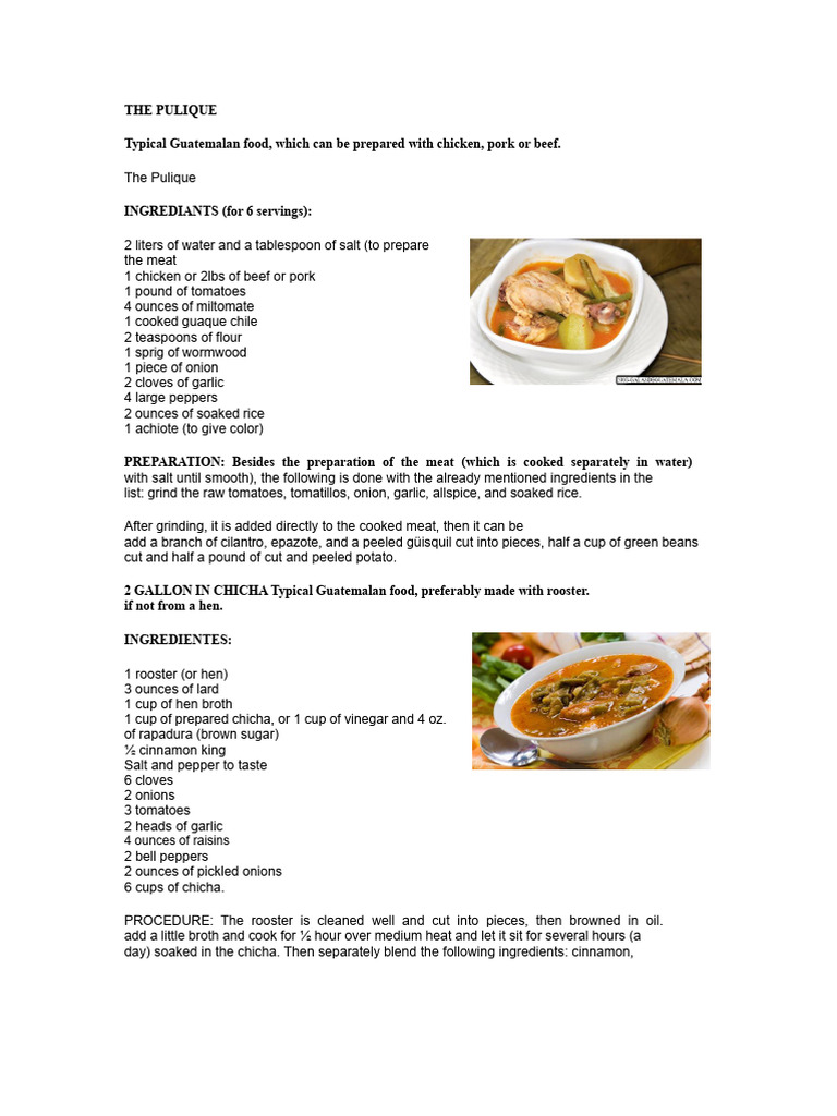 Traditional Guatemalan Recipes Guide | PDF | Food And Drink Preparation ...
