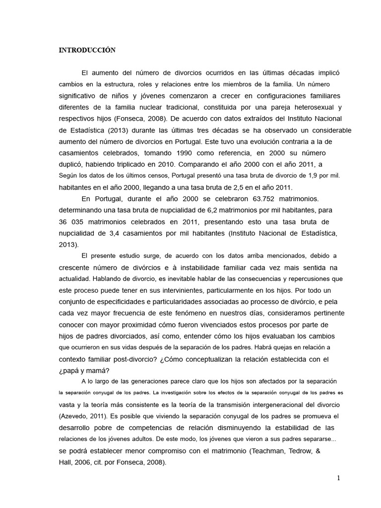 Impacto del Divorcio en Hijos en Portugal | PDF | Divorcio | Familia