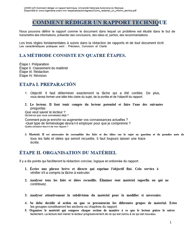 Guide de rédaction d'un rapport technique | PDF