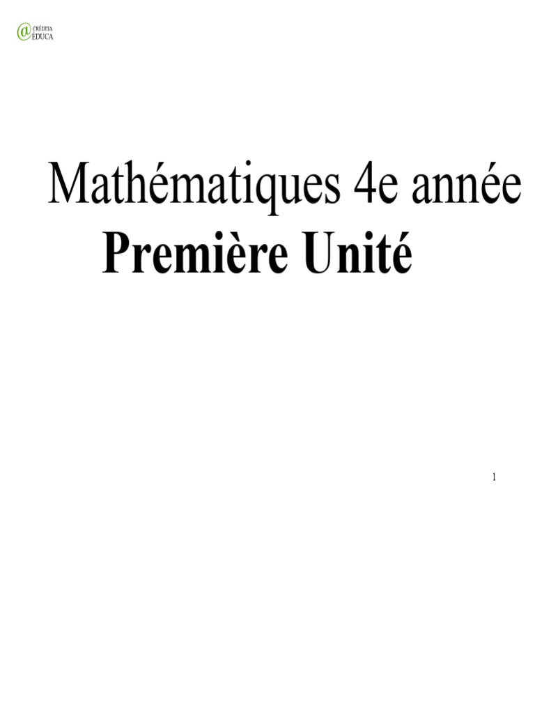 Mathématiques 4e année : Unité 1 | PDF | Multiplication | Apprentissage