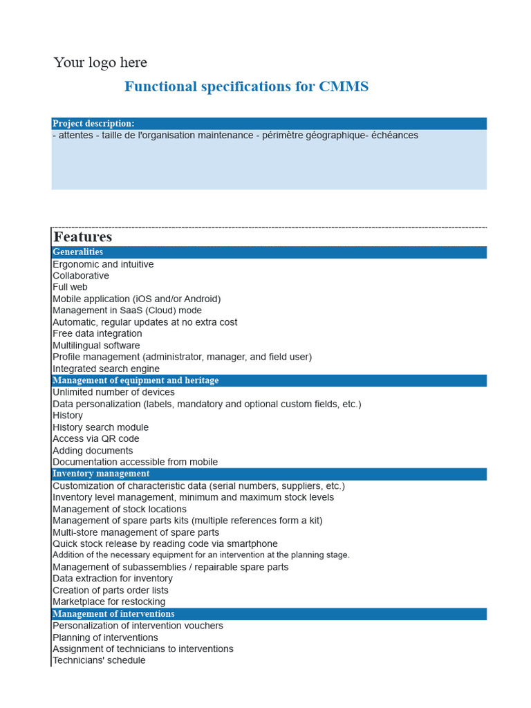 CMMS Functional Specifications Guide | PDF | Software | Information ...