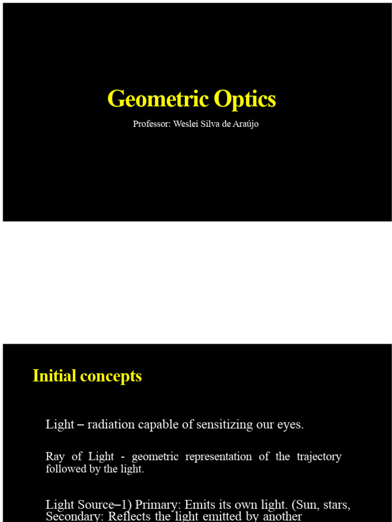 Geometric Optics Slides | PDF | Mirror | Light