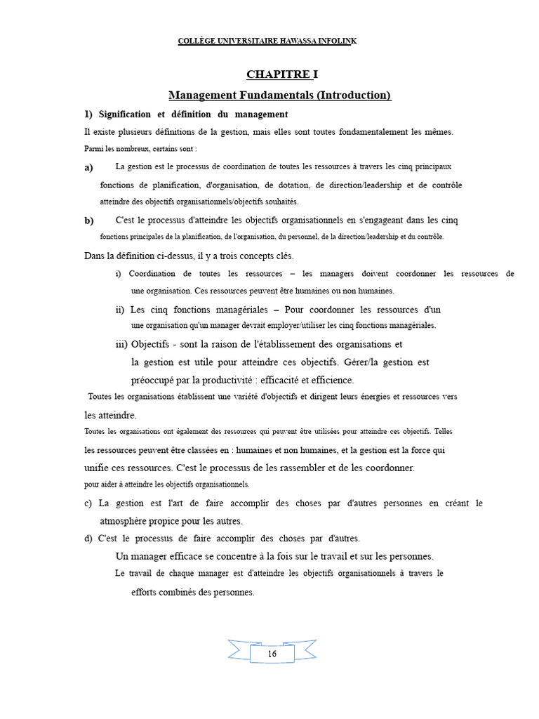 Fondamentaux du Management et Fonctions | PDF | Direction | Planification