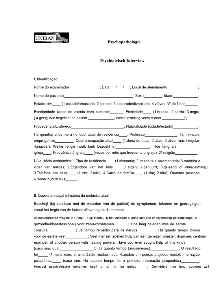Model Van Psychiatrisch Interview | PDF