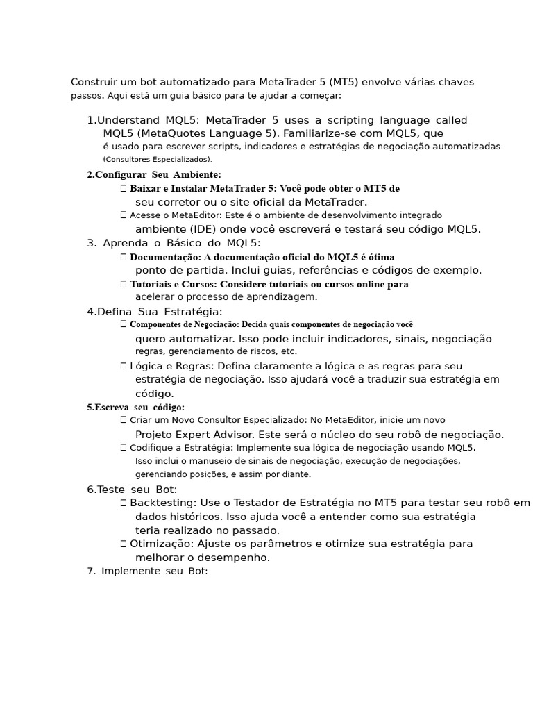 Guia para Criar um Bot no MetaTrader 5 | PDF | Rede de computadores ...