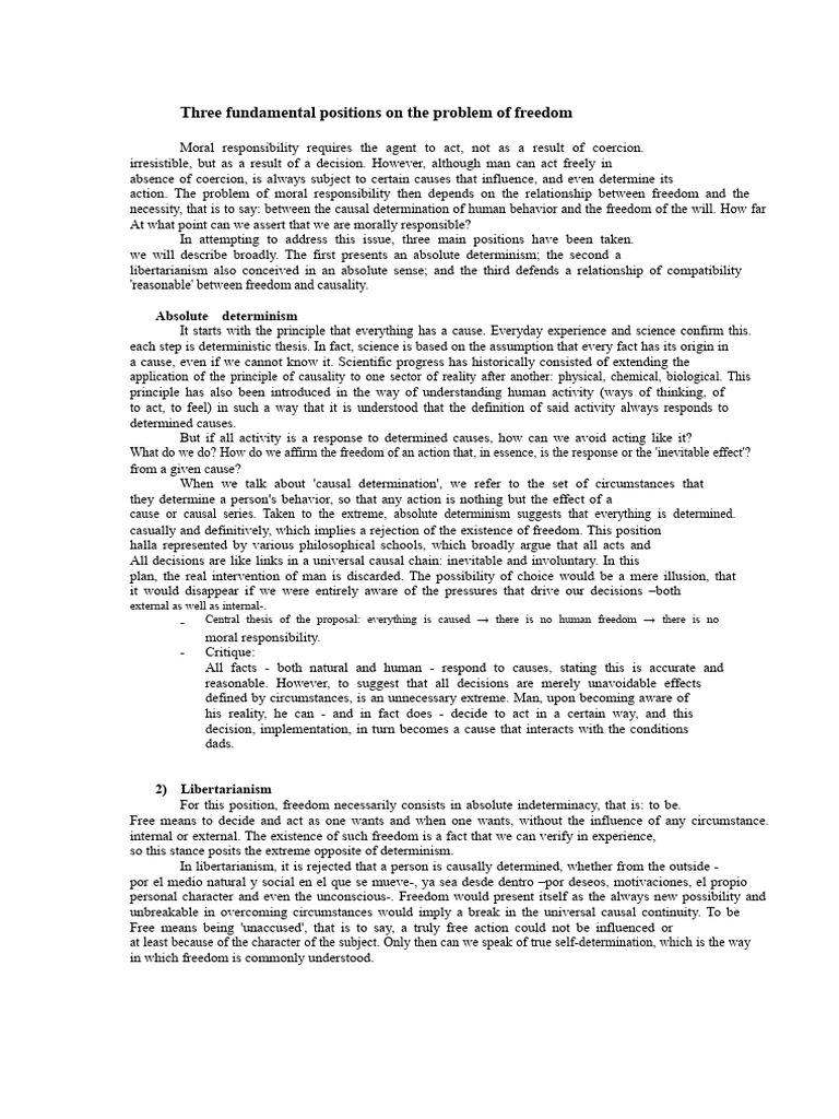 Freedom and Moral Responsibility Explained | PDF | Free Will | Determinism