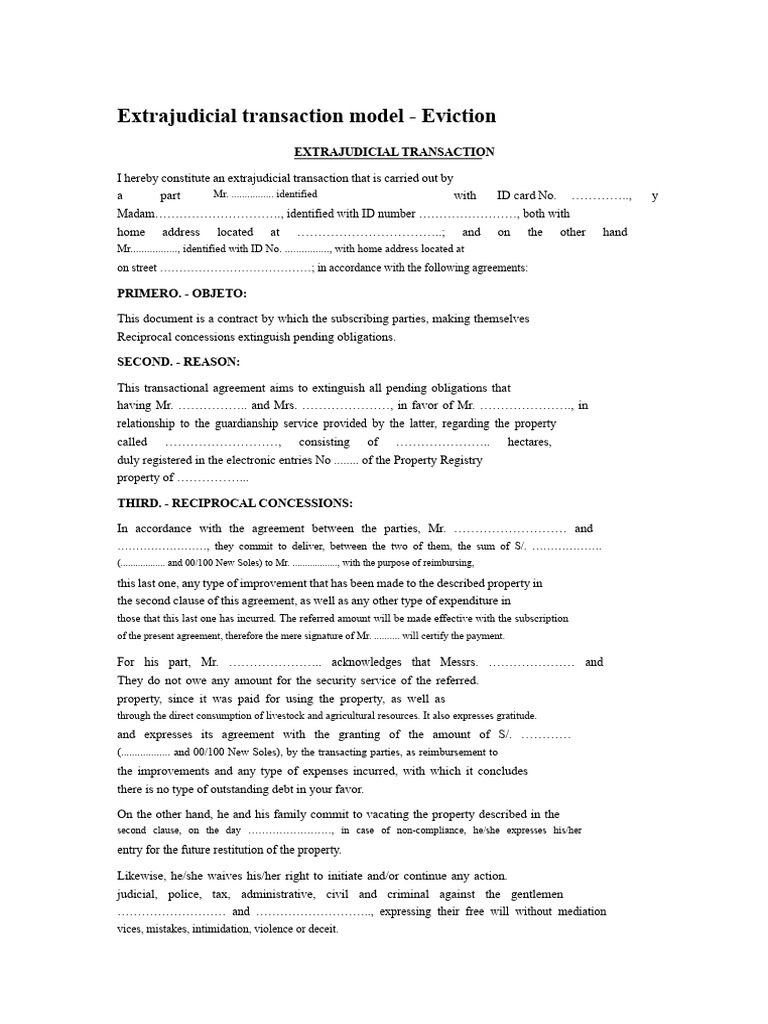 Model of Extrajudicial Transaction | PDF | Justice | Crime & Violence