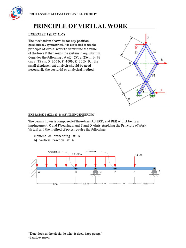 Virtual Work Principle Exercises in Civil Engineering | PDF | Force ...