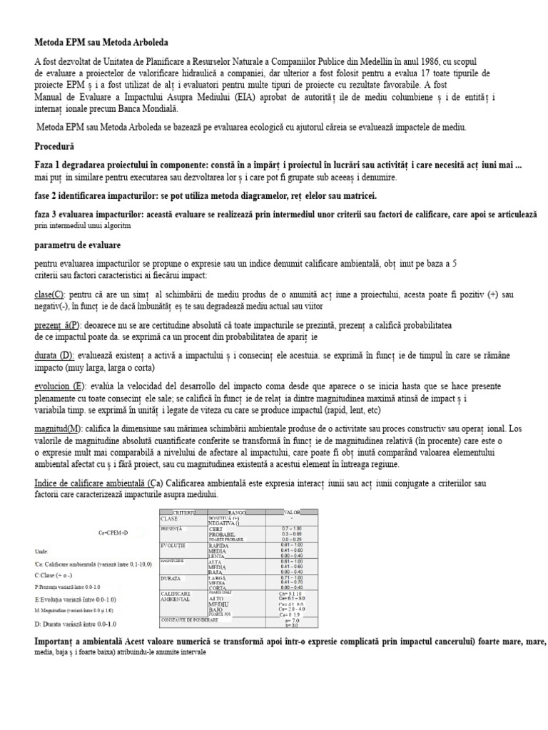 Metoda EPM Sau Metoda Arboleda | PDF