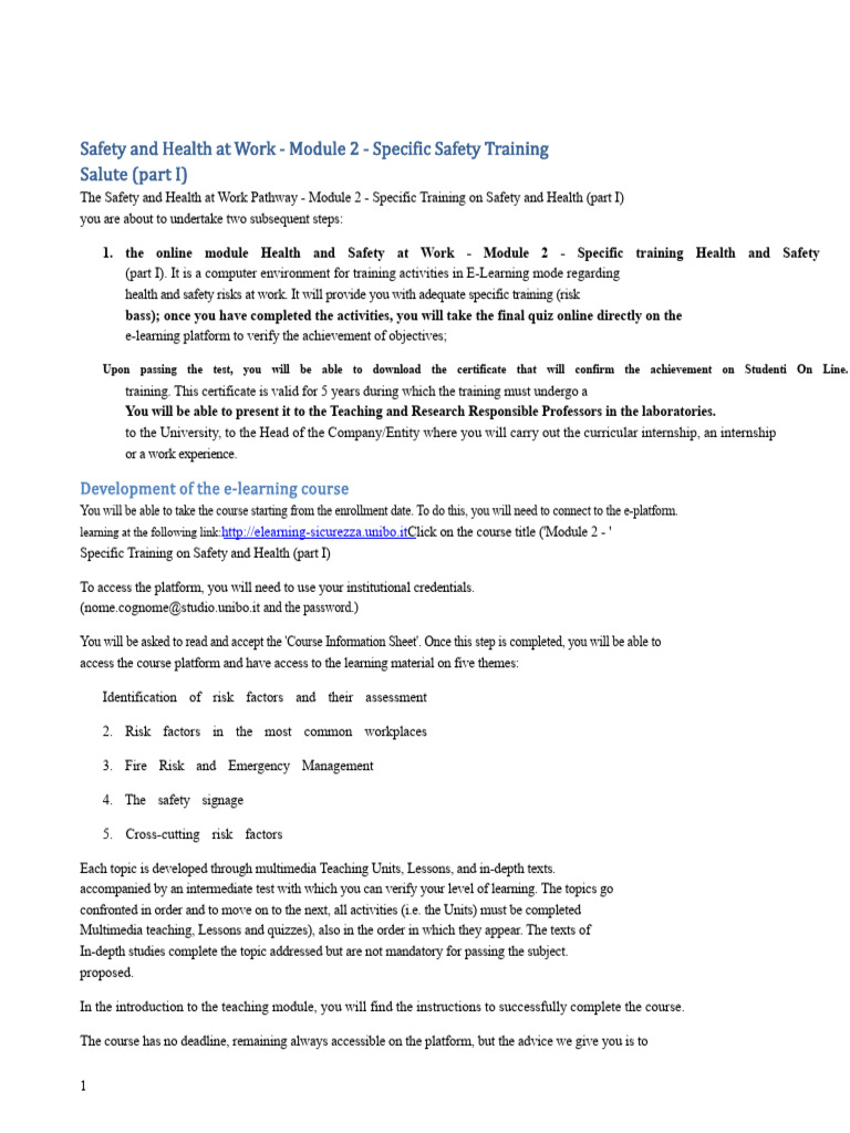 Specific Safety Training Module 2 | PDF | Educational Technology | Risk