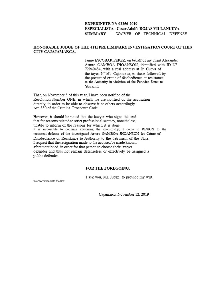 Waiver of Technical Defense Notice | PDF