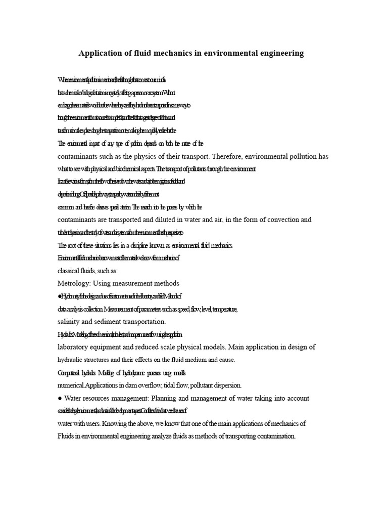 Fluid Mechanics in Environmental Engineering | PDF | Diffusion | Fluid ...