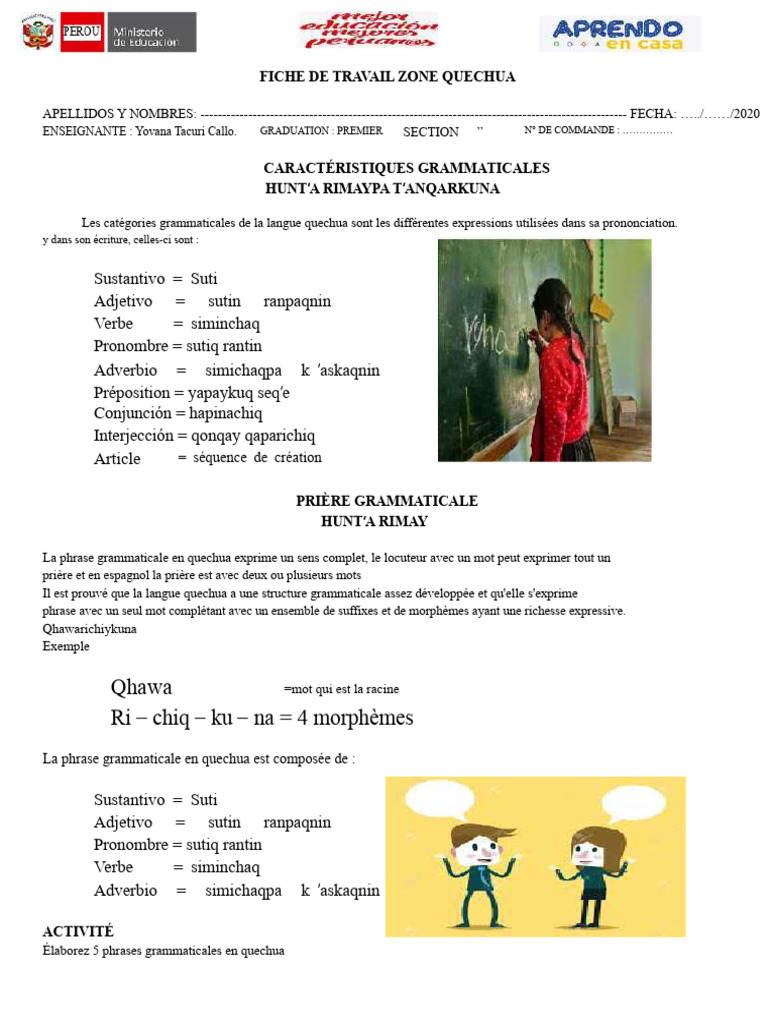 Caractéristiques grammaticales du quechua | PDF