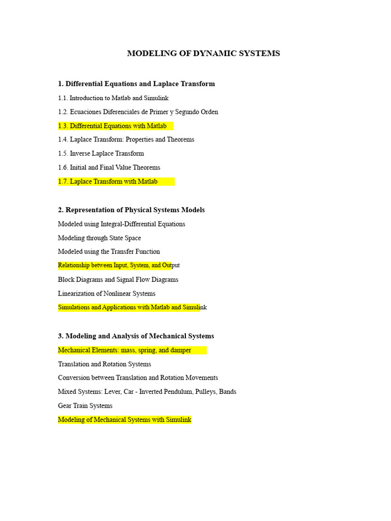 Dynamic Systems Modeling and Analysis | PDF | Electrical Network ...