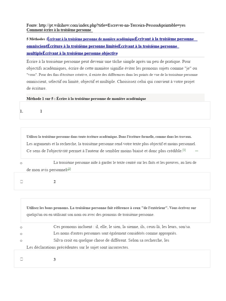 Écrire à la Troisième Personne : Guide Pratique | PDF | Nombre ...