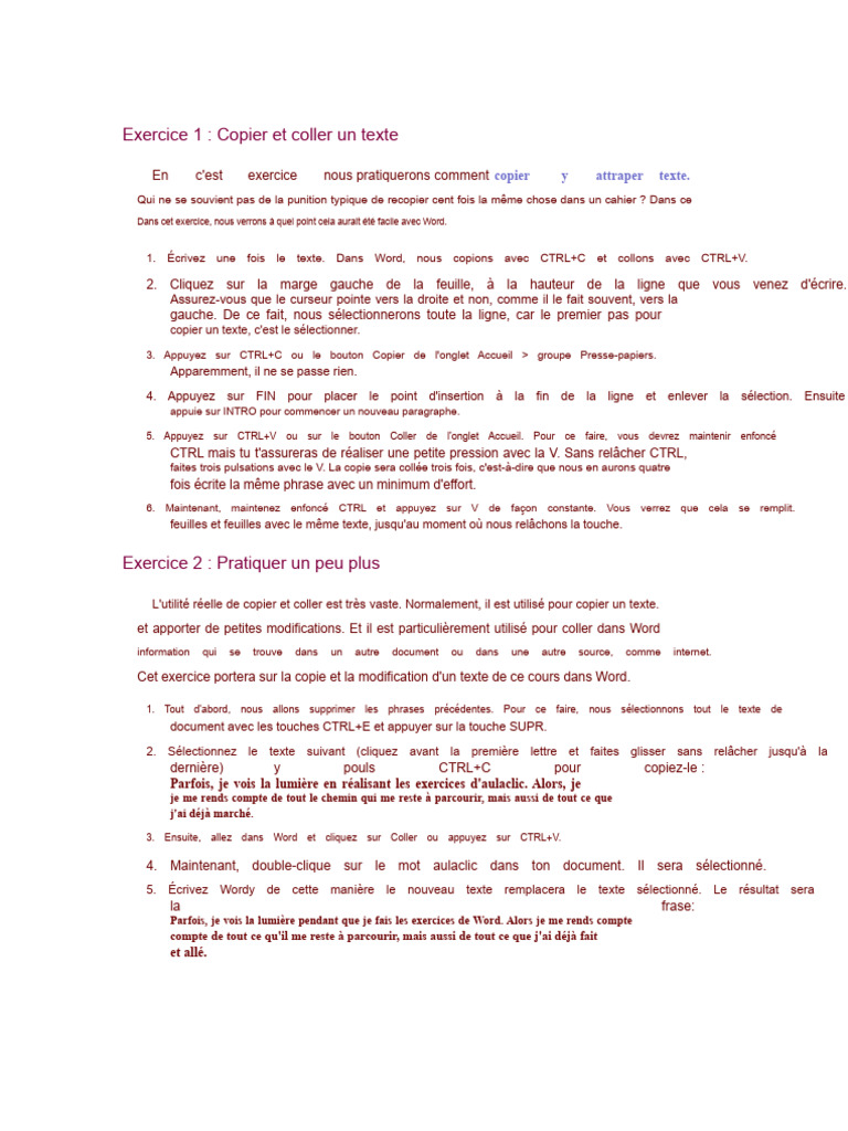 Copier et coller dans Word : Guide pratique | PDF | Microsoft Word